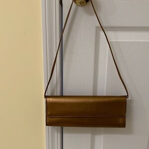 Stuart Weitzman Bronze Leather Evening Bag